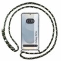 Funda Colgante Transparente para Samsung Galaxy S25+ Plus 5G con Cordon Verde / Dorado