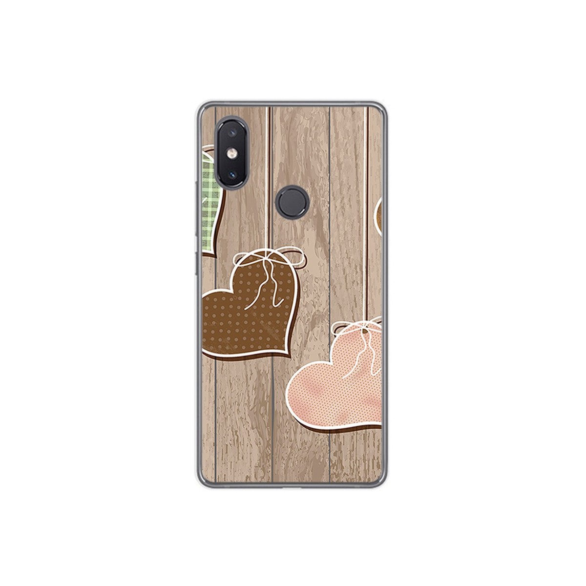 Funda Gel Tpu para Xiaomi Mi 8 Se Diseño Corazones Madera Dibujos