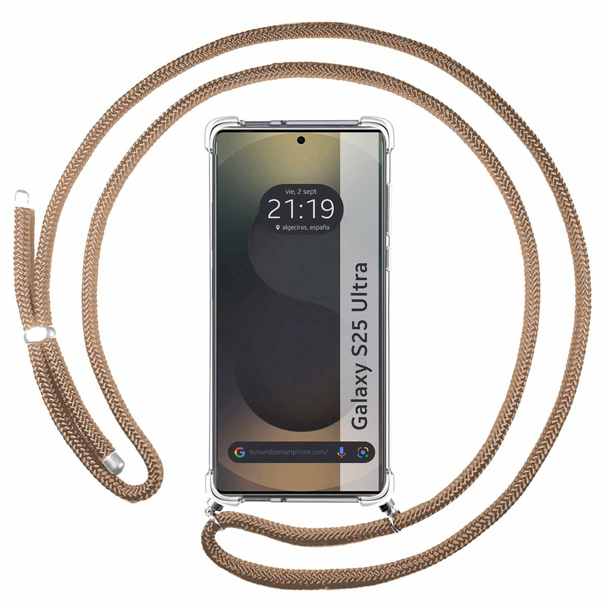 Funda Colgante Transparente para Samsung Galaxy S25 Ultra 5G con Cordon Camel