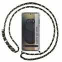 Funda Colgante Transparente para Samsung Galaxy S25 Ultra 5G con Cordon Verde / Dorado