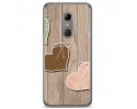 Funda Gel Tpu para Vodafone Smart N9 Diseño Corazones Madera Dibujos