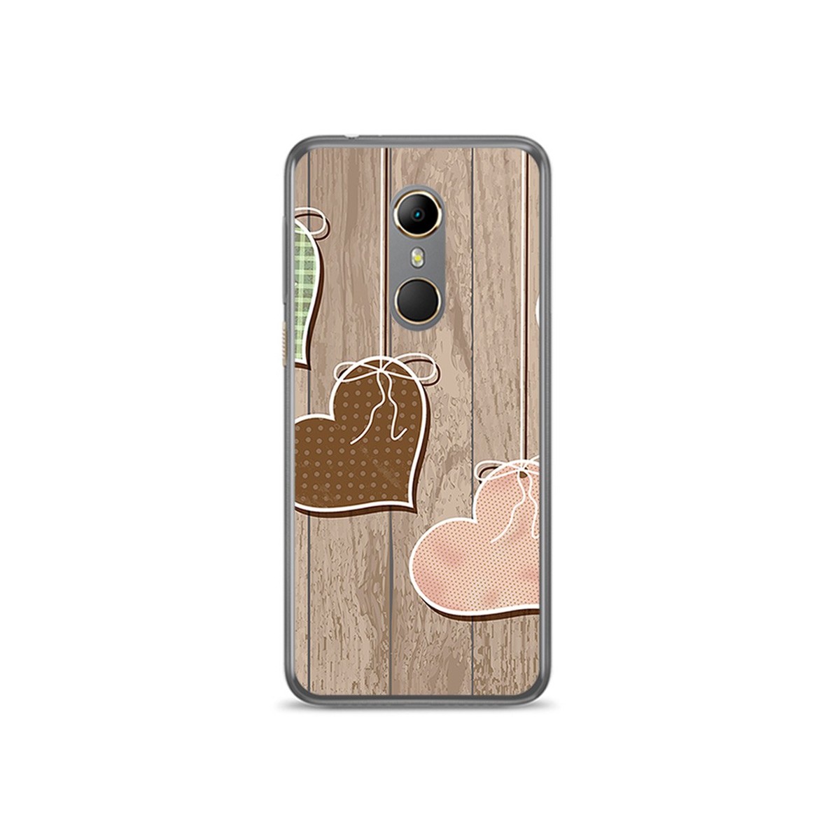 Funda Gel Tpu para Vodafone Smart N9 Diseño Corazones Madera Dibujos