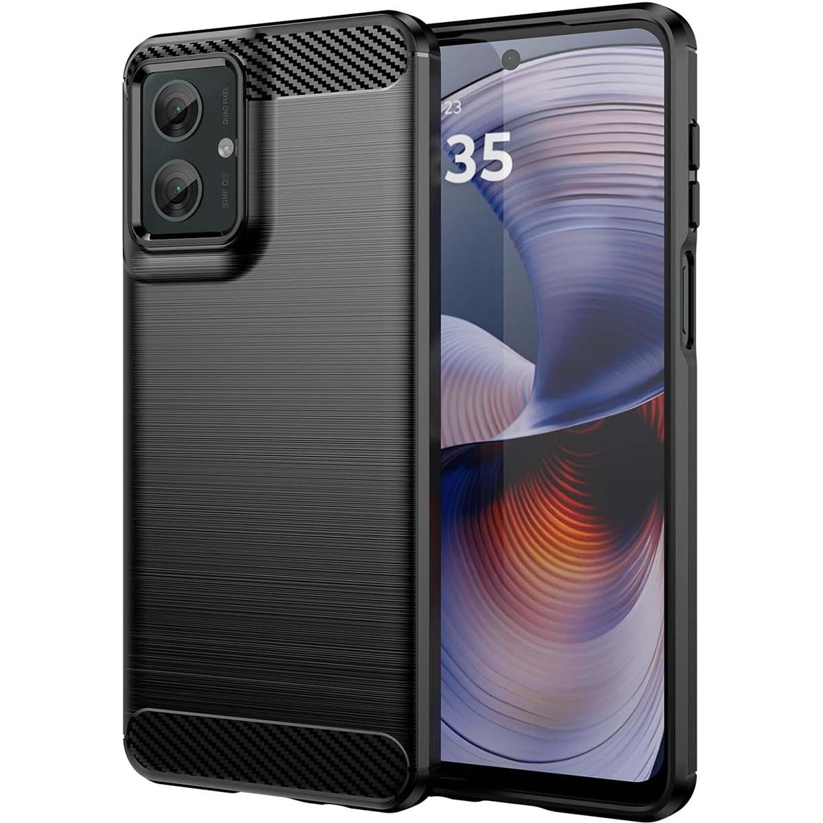 Funda Gel Tpu Tipo Carbon Negra para Motorola Moto G55 5G