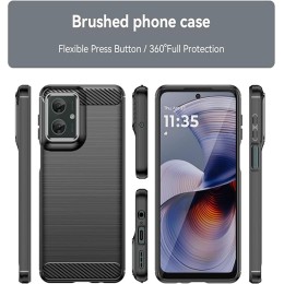 Funda Gel Tpu Tipo Carbon Negra para Motorola Moto G55 5G 2