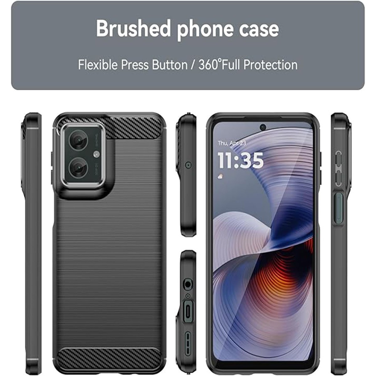 Funda Gel Tpu Tipo Carbon Negra para Motorola Moto G55 5G