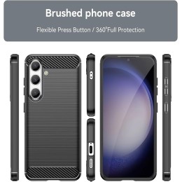 Funda Gel Tpu Tipo Carbon Negra para Samsung Galaxy S25 5G 2