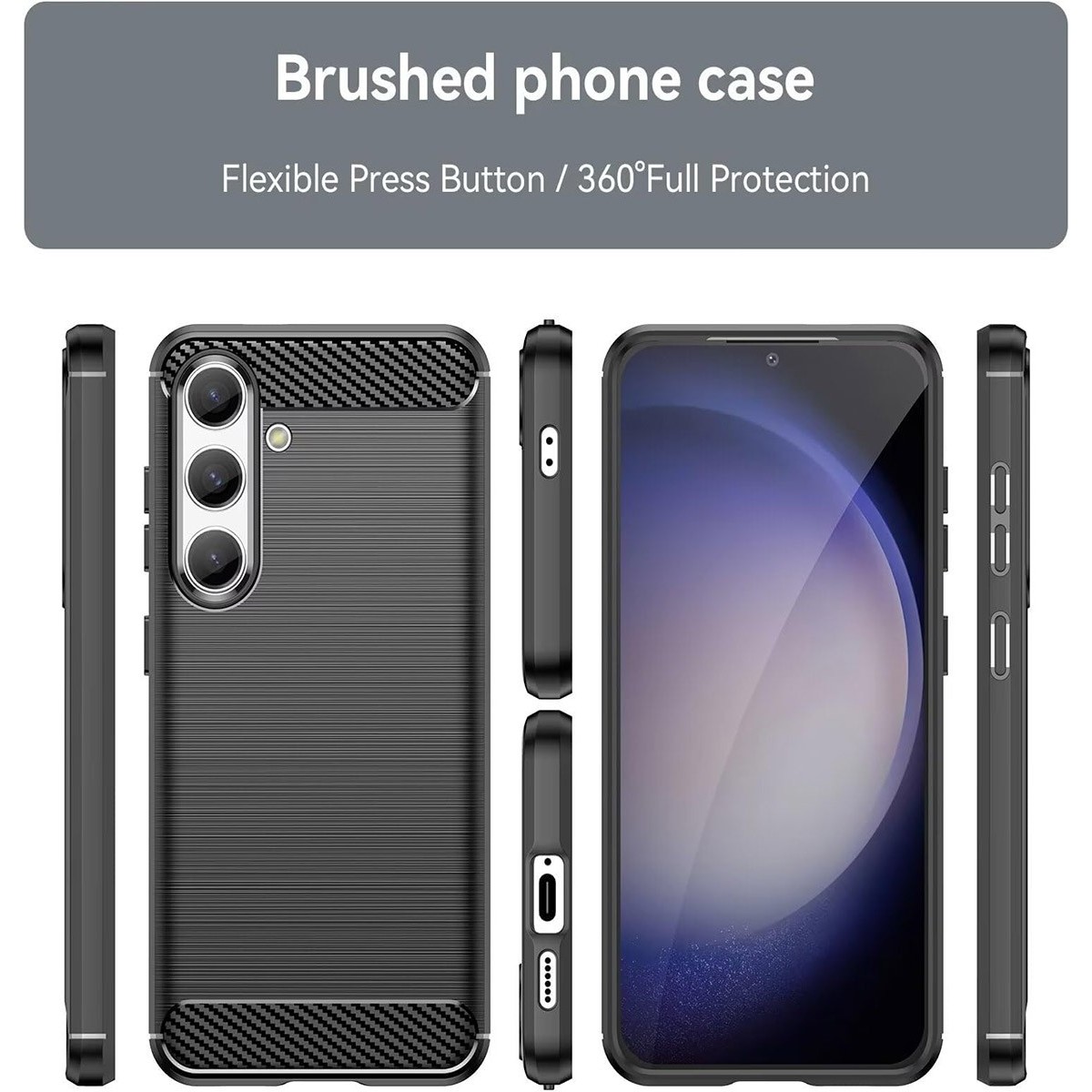 Funda Gel Tpu Tipo Carbon Negra para Samsung Galaxy S25+ Plus 5G