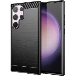 Funda Gel Tpu Tipo Carbon Negra para Samsung Galaxy S25 Ultra 5G