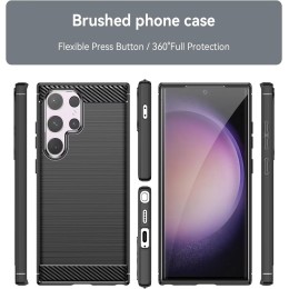 Funda Gel Tpu Tipo Carbon Negra para Samsung Galaxy S25 Ultra 5G 2