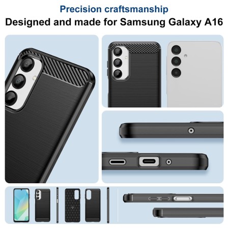 Funda Gel Tpu Tipo Carbon Negra para Samsung Galaxy A16 4G / 5G