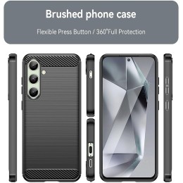 Funda Gel Tpu Tipo Carbon Negra para Samsung Galaxy S24 FE 5G 2