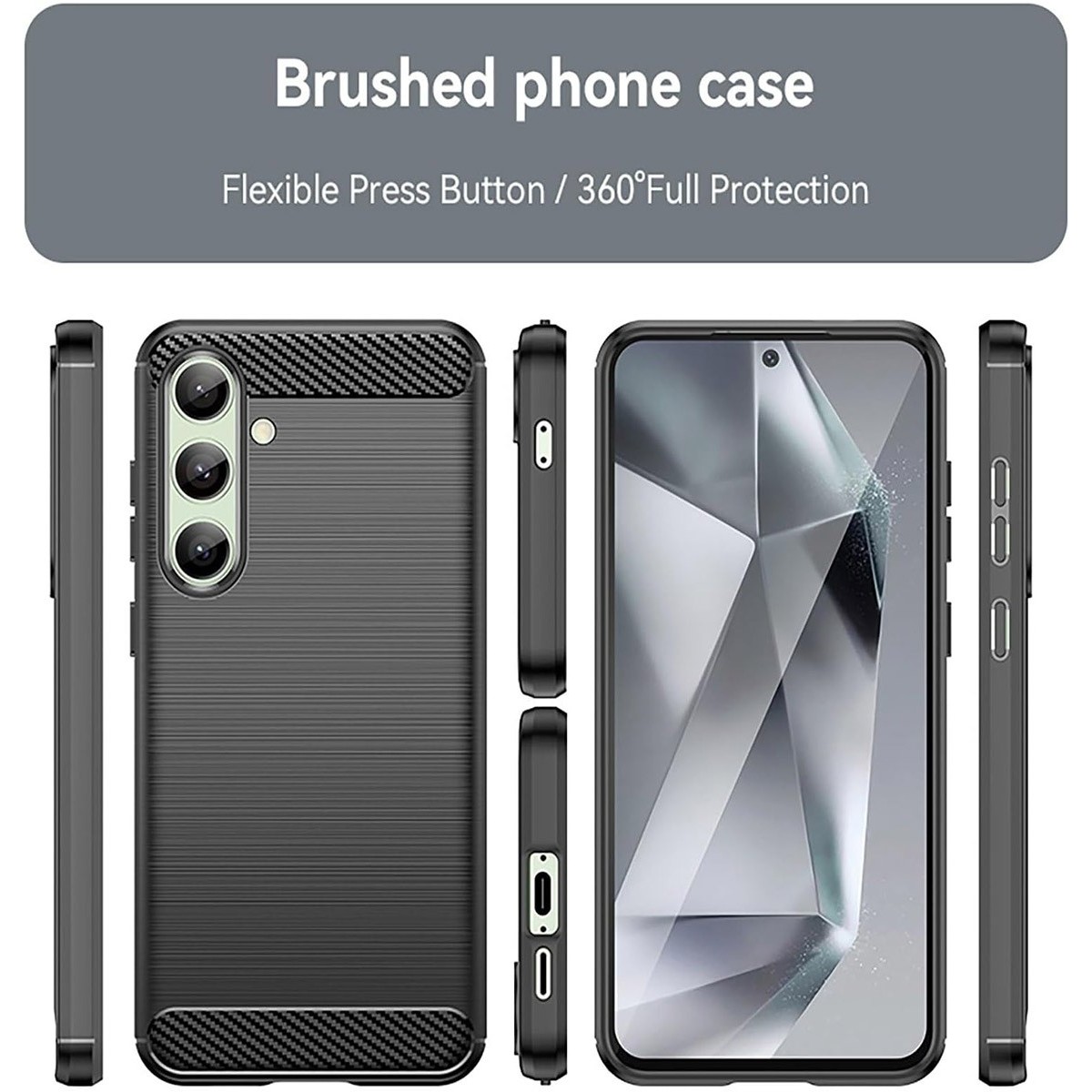 Funda Gel Tpu Tipo Carbon Negra para Samsung Galaxy S24 FE 5G