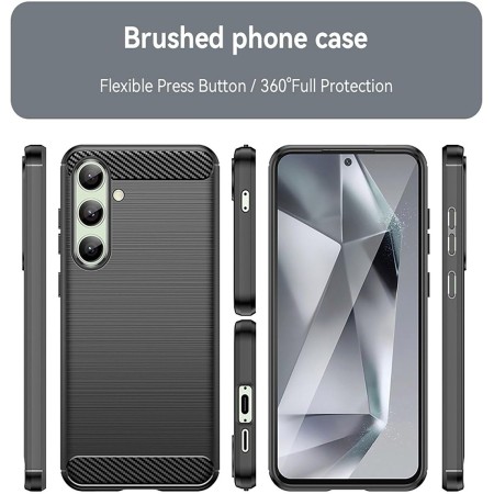 Funda Gel Tpu Tipo Carbon Negra para Samsung Galaxy S24 FE 5G