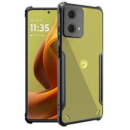 Funda Transparente Reforzada con Borde Negro para Motorola Moto G85 5G