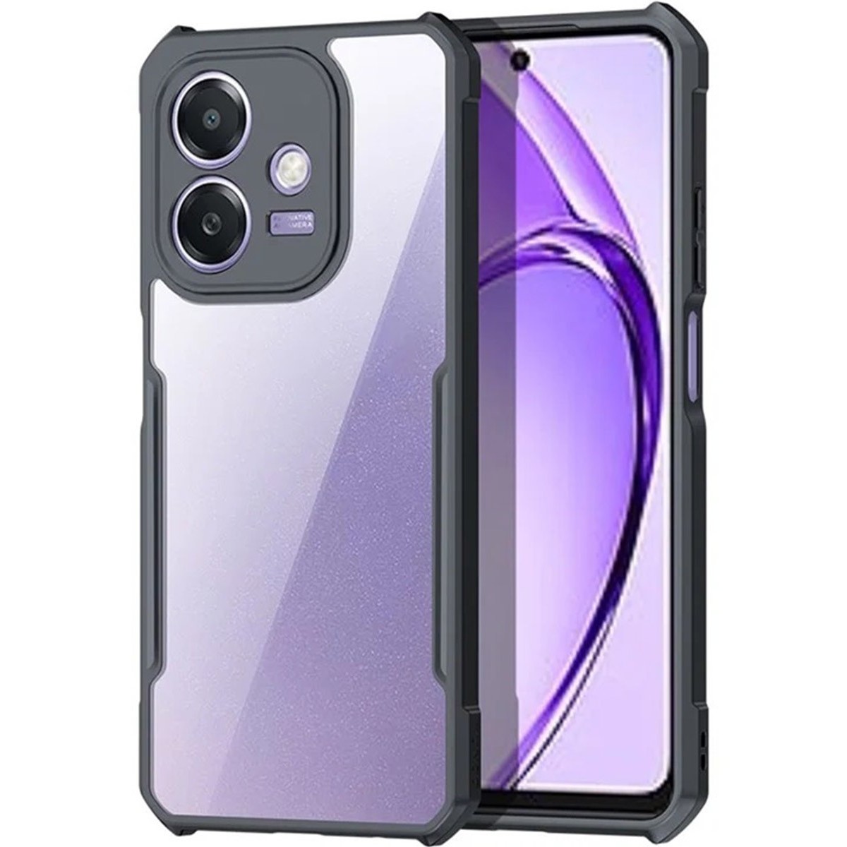 Funda Transparente Reforzada con Borde Negro para Oppo A40 / A40m