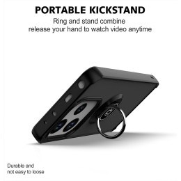 Funda Mate con Borde Negro y Anillo Giratorio 360 para Xiaomi Redmi Note 14 5G 2