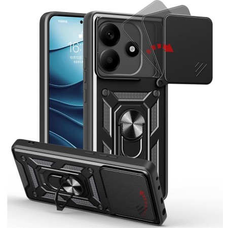 Funda Tough Armor con Anillo Giratorio Negra para Xiaomi Redmi Note 14 5G