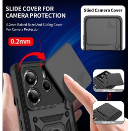 Funda Tough Armor con Anillo Giratorio Negra para Xiaomi Redmi Note 14 5G 2