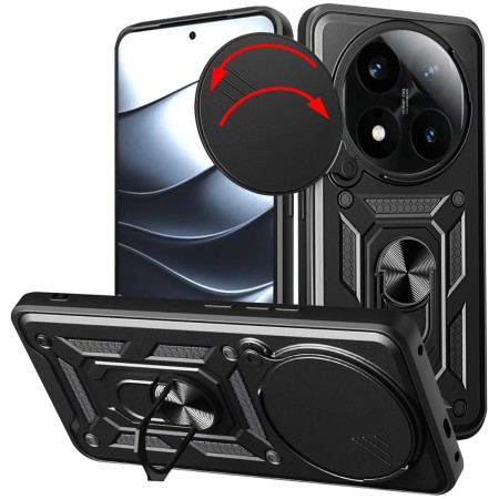 Funda Tough Armor con Anillo Giratorio Negra para Xiaomi Redmi Note 14 Pro+ Plus 5G