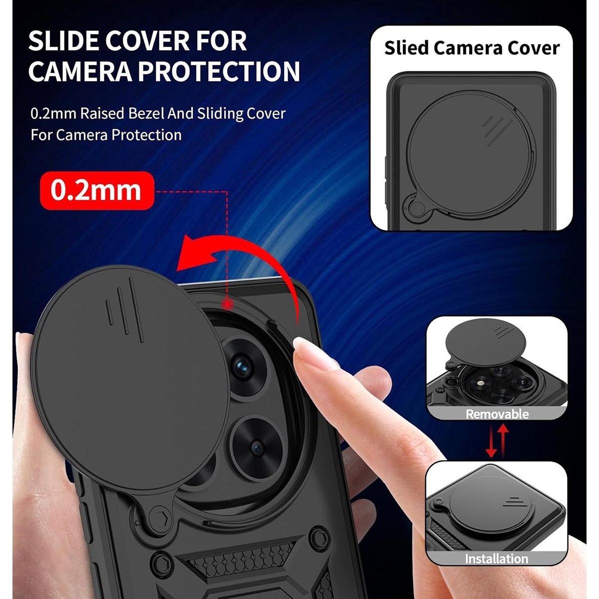 Funda Tough Armor con Anillo Giratorio Negra para Xiaomi Poco X7 5G