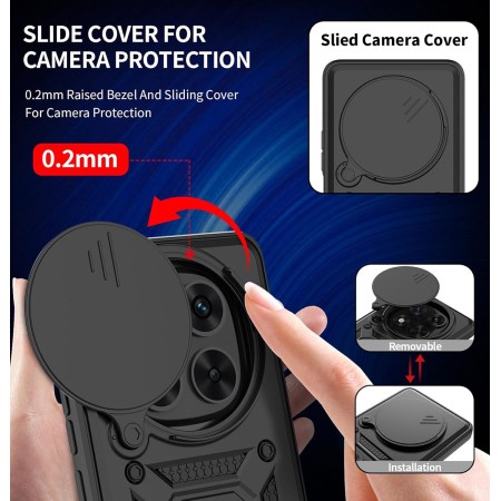 Funda Tough Armor con Anillo Giratorio Negra para Xiaomi Poco X7 5G