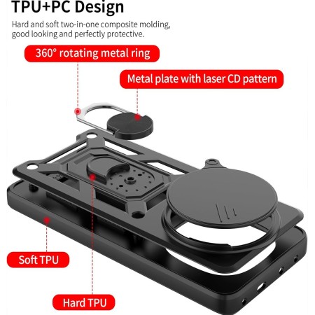 Funda Tough Armor con Anillo Giratorio Negra para Xiaomi Poco X7 5G
