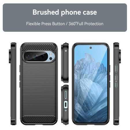 Funda Gel Tpu Tipo Carbon Negra para Google Pixel 9  / 9 Pro 5G
