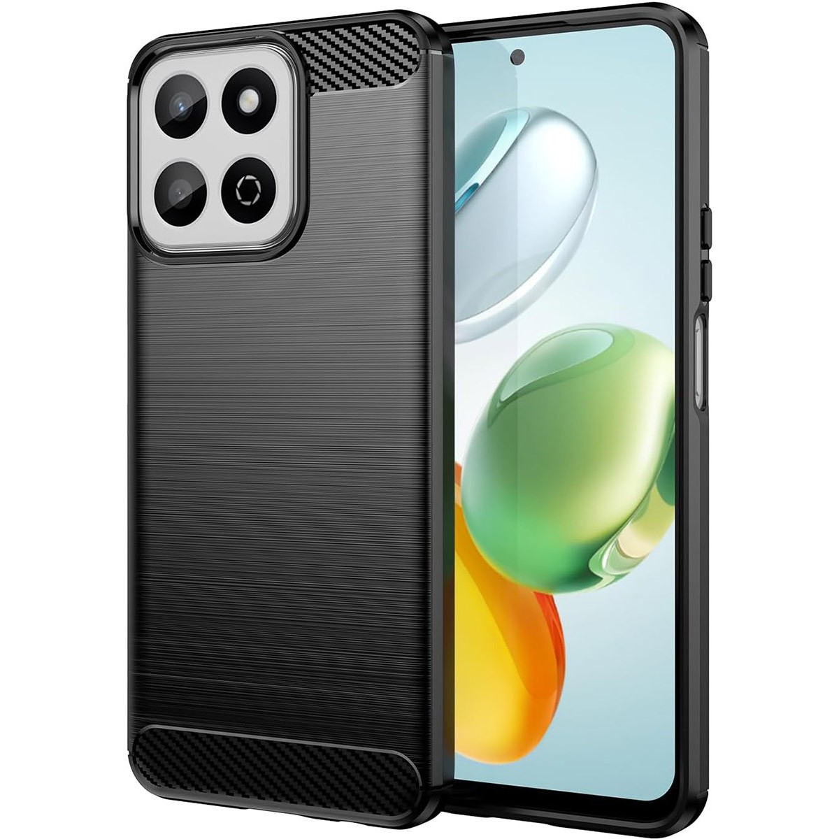 Funda Gel Tpu Tipo Carbon Negra para Huawei Honor 200 Smart 5G