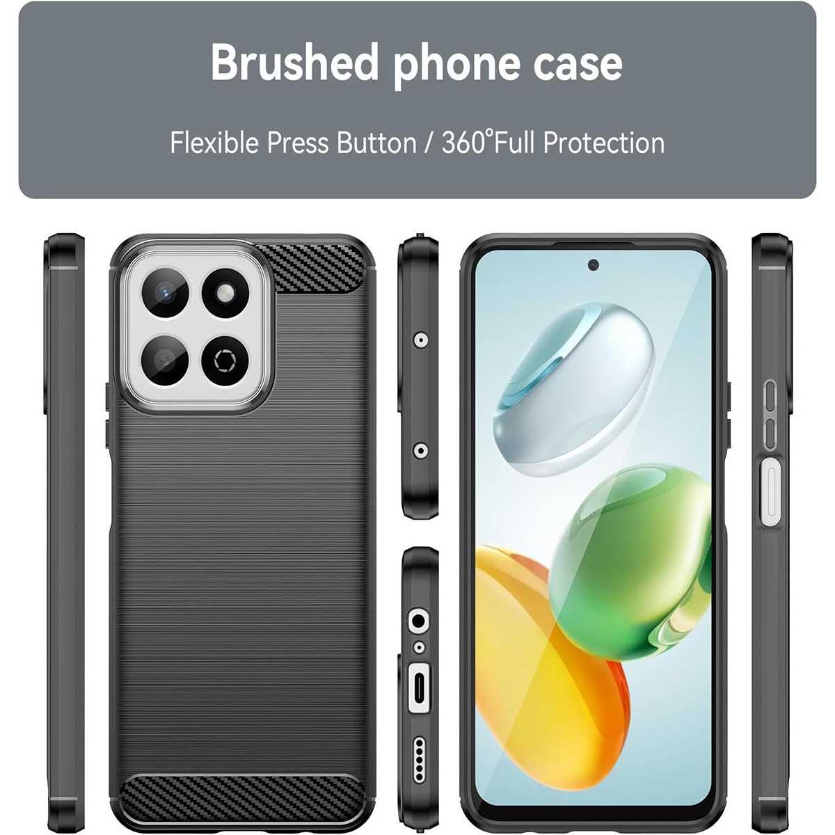 Funda Gel Tpu Tipo Carbon Negra para Huawei Honor 200 Smart 5G