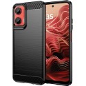 Funda Gel Tpu Tipo Carbon Negra para Motorola Moto G35 5G
