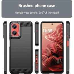 Funda Gel Tpu Tipo Carbon Negra para Motorola Moto G35 5G 2