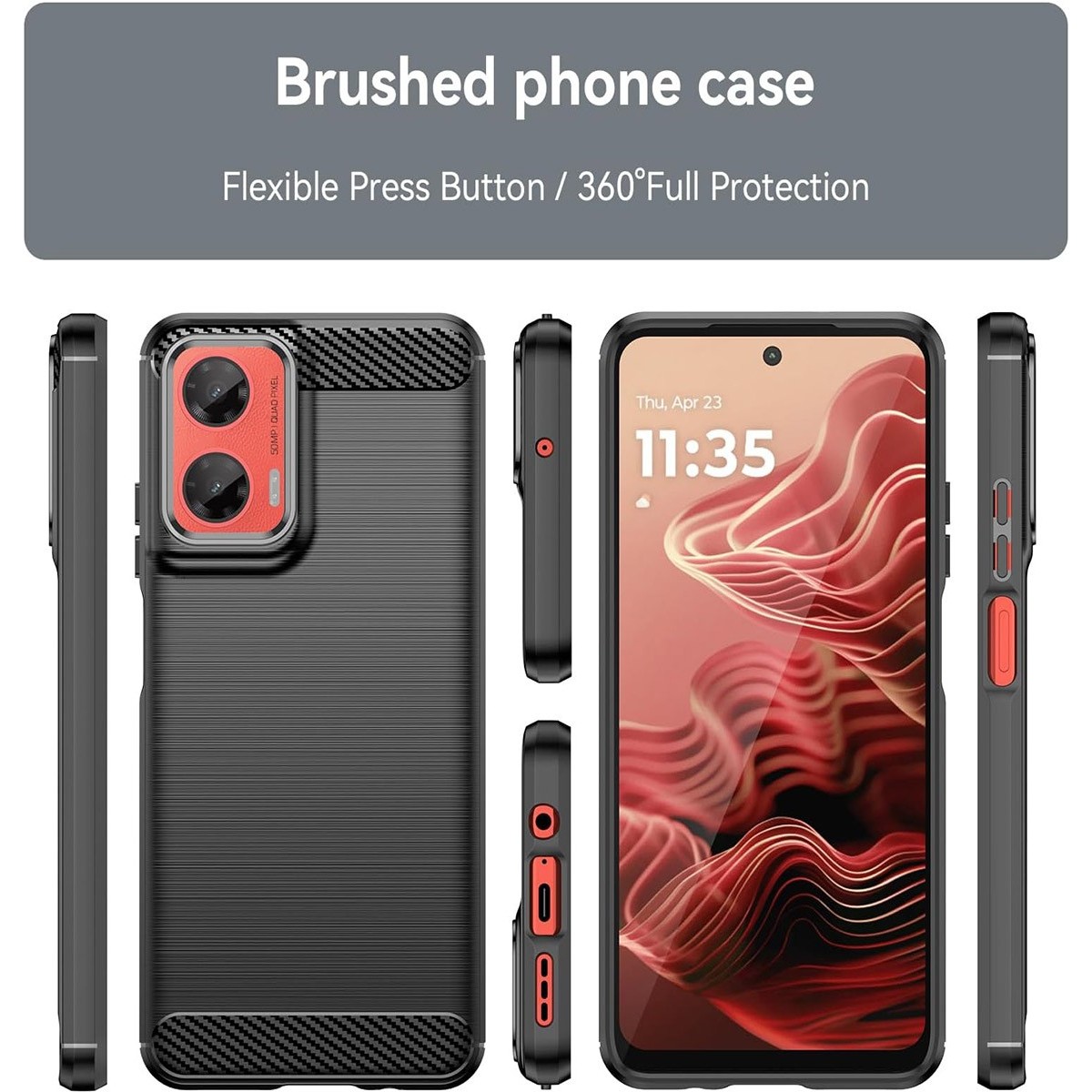 Funda Gel Tpu Tipo Carbon Negra para Motorola Moto G35 5G