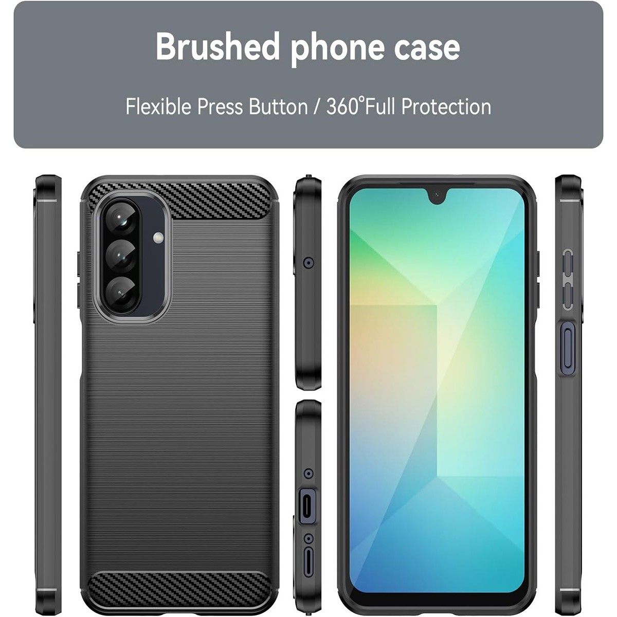 Funda Gel Tpu Tipo Carbon Negra para Samsung Galaxy A26 5G