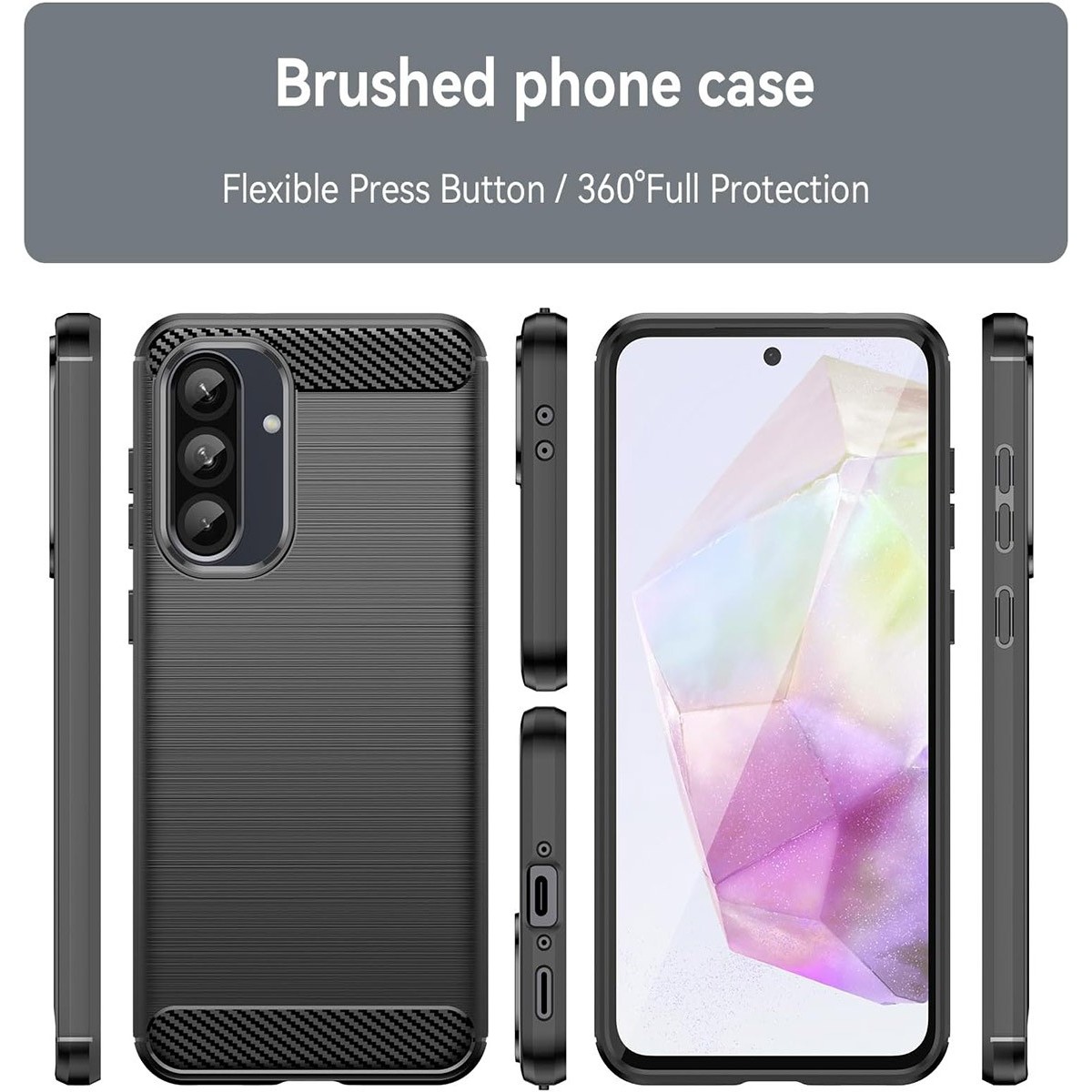 Funda Gel Tpu Tipo Carbon Negra para Samsung Galaxy A36 5G