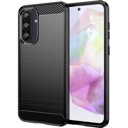 Funda Gel Tpu Tipo Carbon Negra para Samsung Galaxy A56 5G