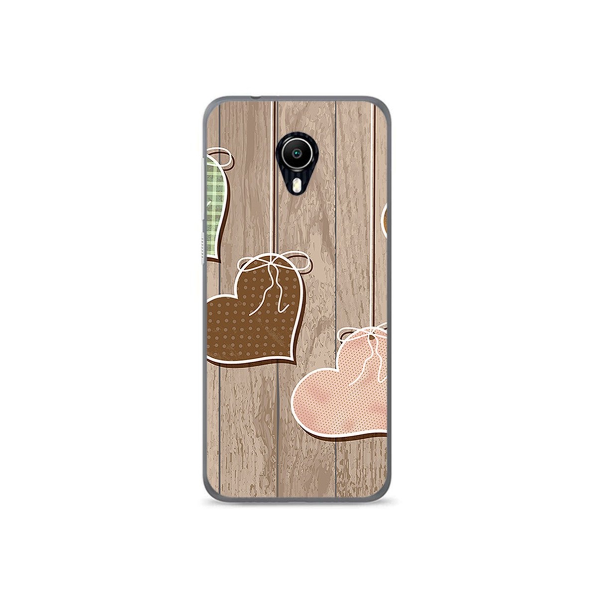 Funda Gel Tpu para Vodafone Smart N9 Lite Diseño Corazones Madera Dibujos
