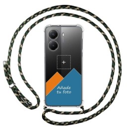 Personaliza tu Funda Colgante Transparente para Xiaomi Poco X7 Pro 5G con Cordon Verde / Dorado Dibujo Personalizada