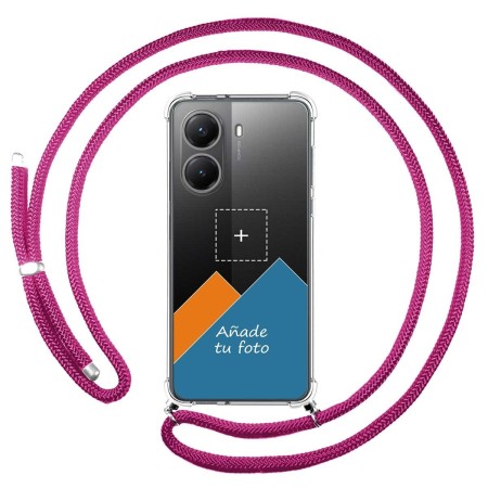 Personaliza tu Funda Colgante Transparente para Xiaomi Poco X7 Pro 5G con Cordon Rosa Fucsia Dibujo Personalizada