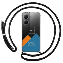 Personaliza tu Funda Colgante Transparente para Xiaomi Poco X7 Pro 5G con Cordon Negro Dibujo Personalizada
