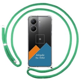 Personaliza tu Funda Colgante Transparente para Xiaomi Poco X7 Pro 5G con Cordon Verde Agua Dibujo Personalizada