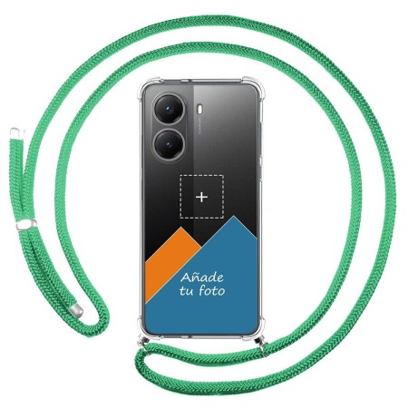 Personaliza tu Funda Colgante Transparente para Xiaomi Poco X7 Pro 5G con Cordon Verde Agua Dibujo Personalizada