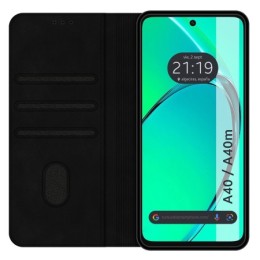 Funda Libro de Polipiel con tarjetero para Oppo A40 / A40m color Negra 2