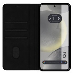 Funda Libro de Polipiel con tarjetero para Samsung Galaxy S24 FE 5G color Negra 2