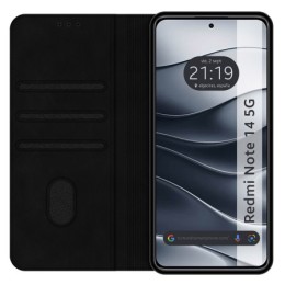 Funda Libro de Polipiel con tarjetero para Xiaomi Redmi Note 14 5G color Negra 2