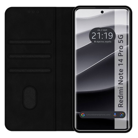 Funda Libro de Polipiel con tarjetero para Xiaomi Poco X7 5G color Negra