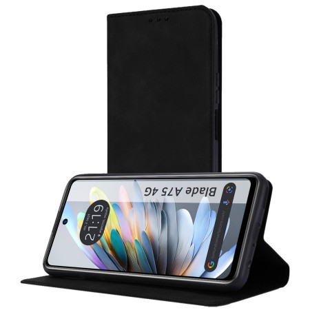 Funda Libro de Polipiel con tarjetero para Zte Blade A75 4G color Negra