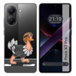 Funda Silicona Transparente para Xiaomi Poco X7 Pro 5G diseño Avestruz Dibujos