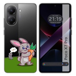 Funda Silicona Transparente para Xiaomi Poco X7 Pro 5G diseño Conejo Dibujos