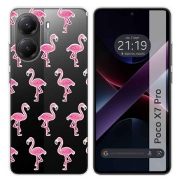 Funda Silicona Transparente para Xiaomi Poco X7 Pro 5G diseño Flamenco Dibujos