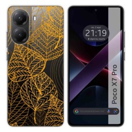 Funda Silicona Transparente para Xiaomi Poco X7 Pro 5G diseño Hojas Dibujos